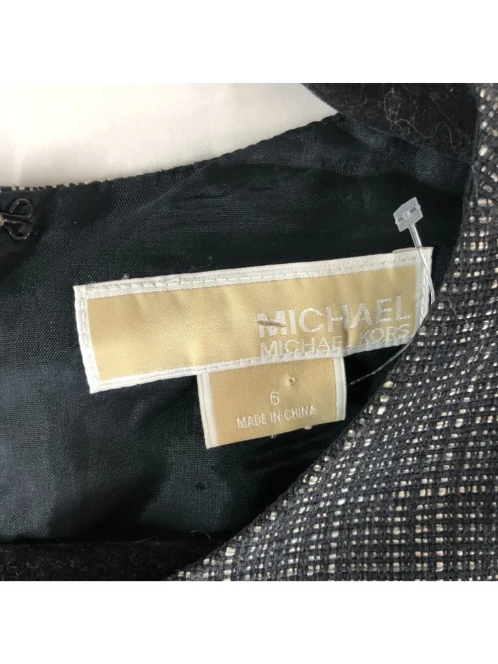 Michael Kors Dress A Line Tweed Sleeveless Pleat Black White 6